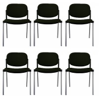 Packung mit 6 Step-Stühlen mit schwarzer Epoxidstruktur und Polsterung aus Baly (Textil) oder Kunstleder in verschiedenen Farben